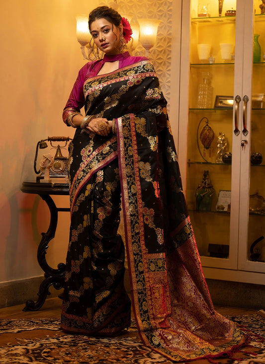 Classic Banarasi Silk Black Weaving Saree