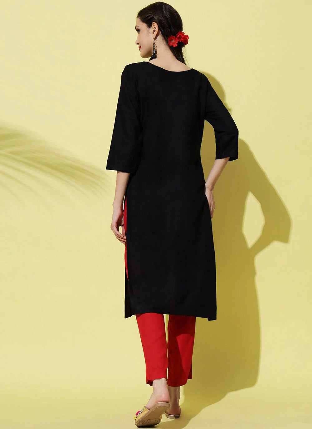 Casual Kurti Cotton Black Fancy Work Kurtis