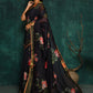 Designer Fancy Fabric Black Digital Print Saree