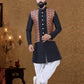 Dhoti Kurta Silk Black Fancy Work Mens