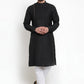 Kurta Pyjama Blended Cotton Black Embroidered Mens
