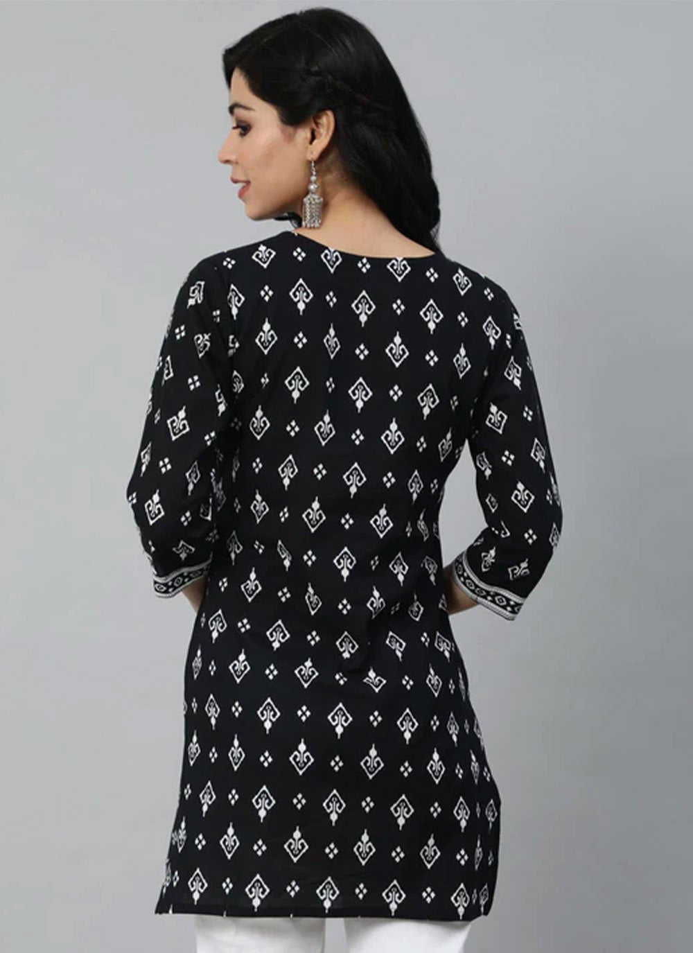 Casual Kurti Cotton Black Print Kurtis