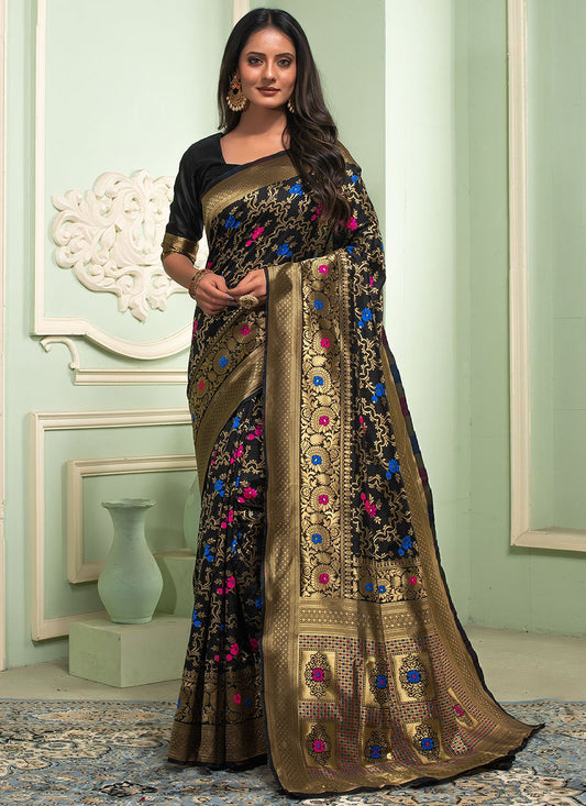 Contemporary Silk Black Weaving Saree