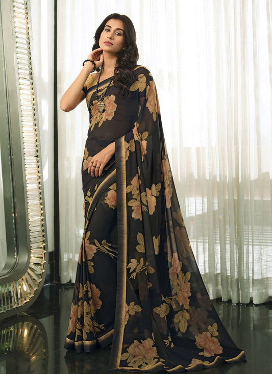 Contemporary Georgette Black Lace Saree