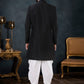 Indo Western Sherwani Silk Black Fancy Work Mens