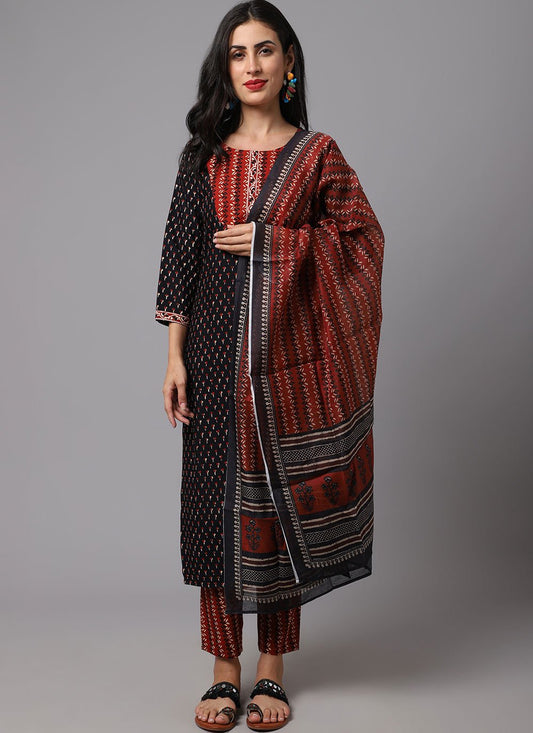 Pant Style Suit Rayon Black Print Salwar Kameez