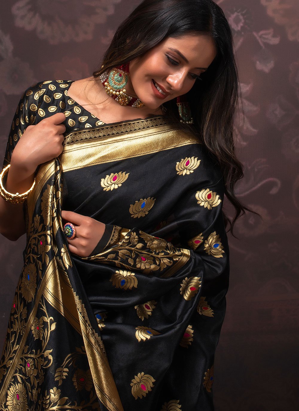 Classic Silk Black Weaving Saree