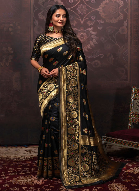 Classic Silk Black Weaving Saree