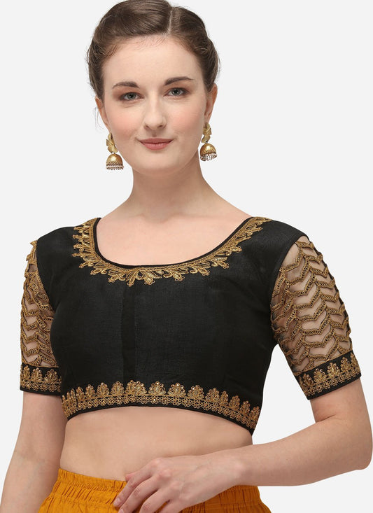 Designer Blouse Silk Black Embroidered Blouse