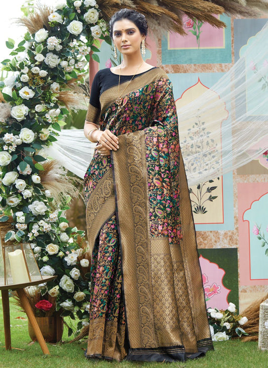 Trendy Saree Silk Black Weaving Saree