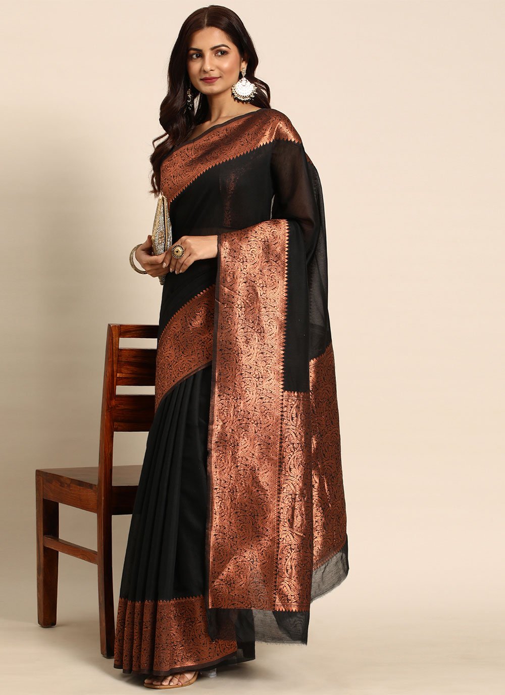 Trendy Saree Silk Black Woven Saree