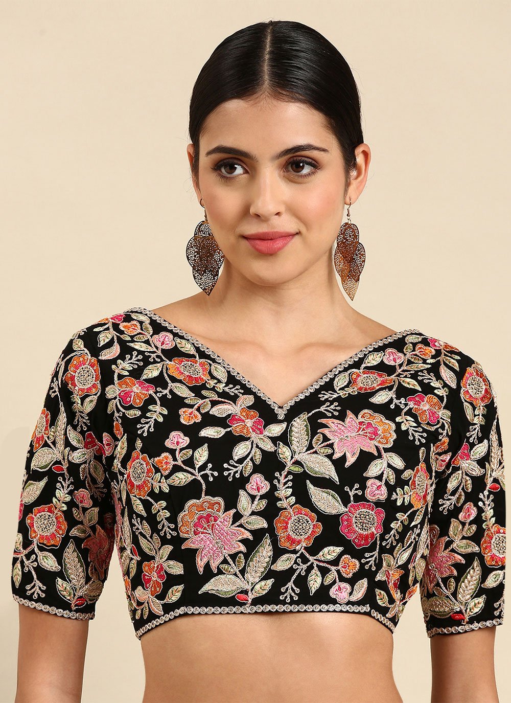 Designer Blouse Georgette Black Embroidered Blouse