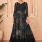 Gown Georgette Black Embroidered Gown