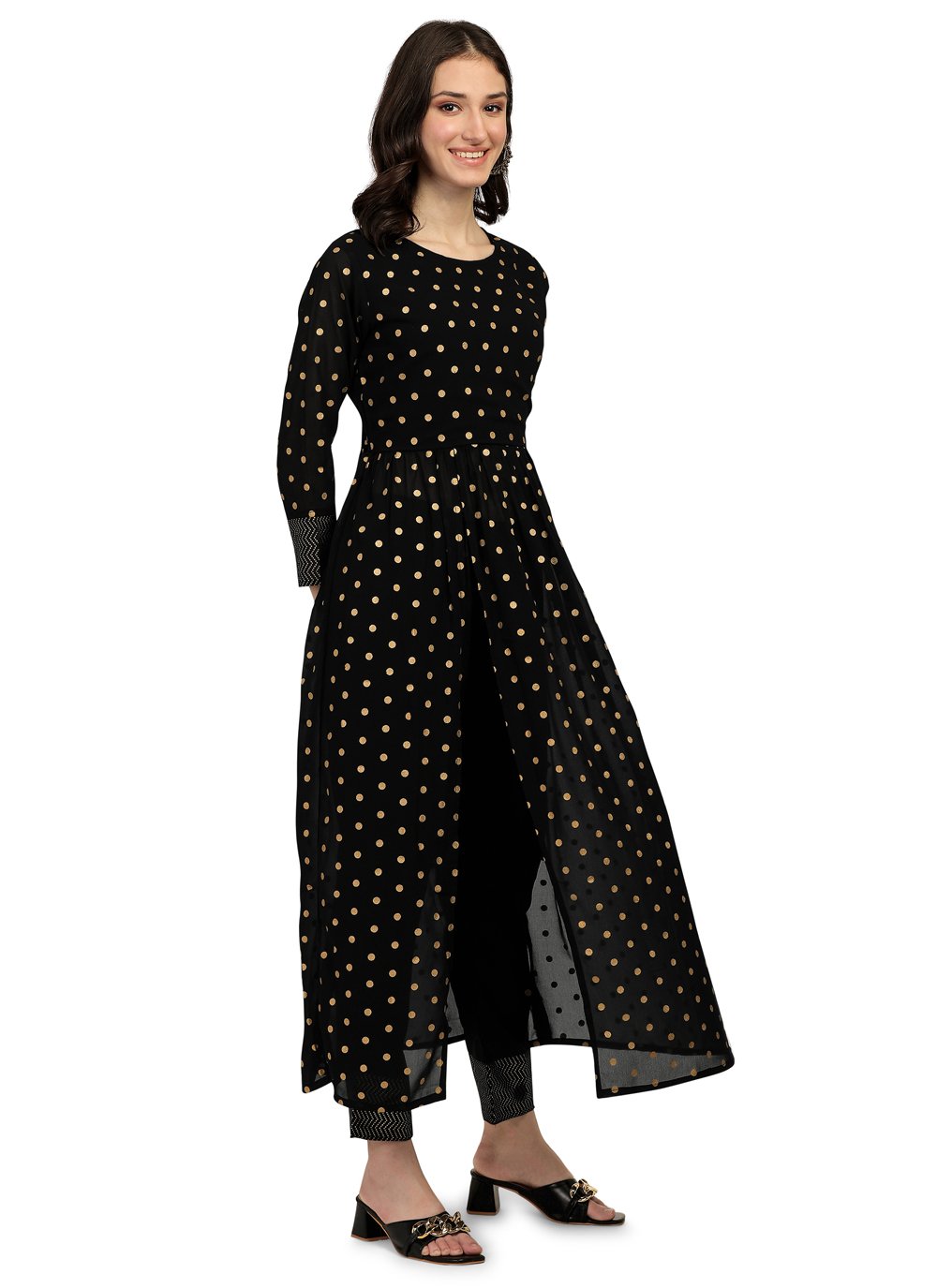 Pant Style Suit Georgette Black Fancy Work Salwar Kameez