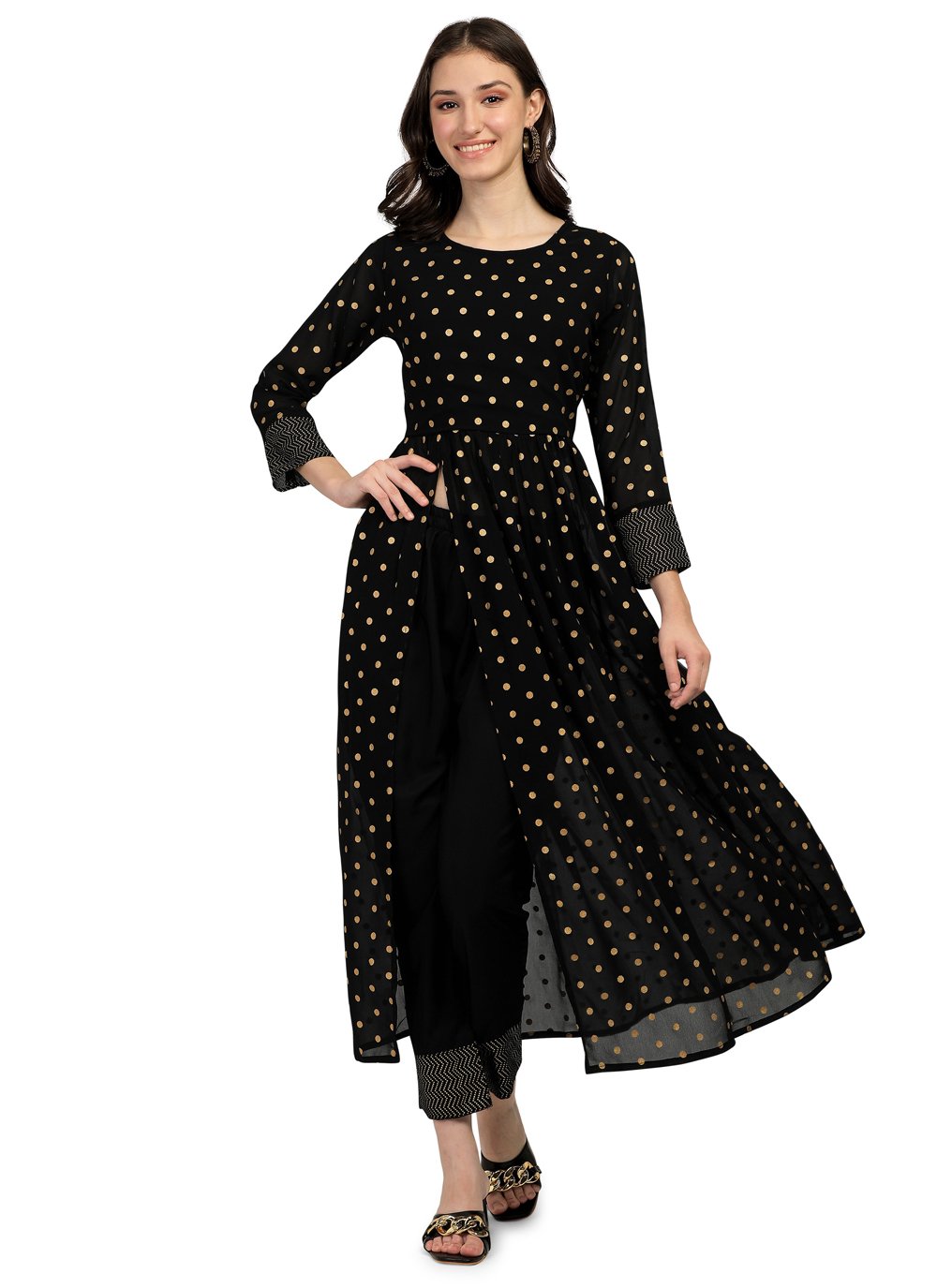 Pant Style Suit Georgette Black Fancy Work Salwar Kameez