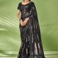 Classic Georgette Jacquard Black Foil Print Saree