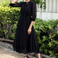 Gown Georgette Black Plain Gown