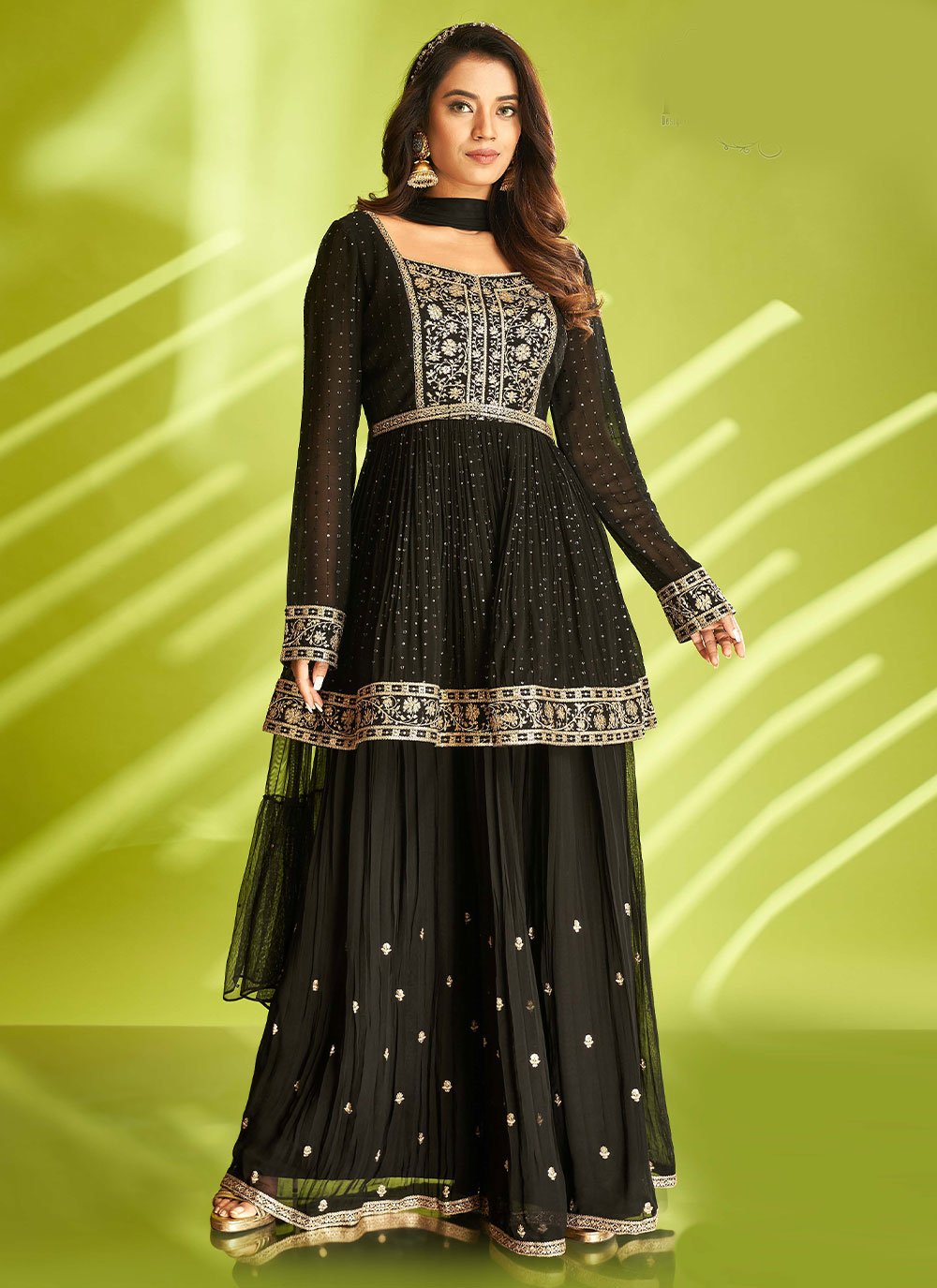 Salwar Suit Georgette Black Embroidered Salwar Kameez