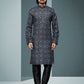 Kurta Pyjama Handloom Cotton Black Digital Print Mens