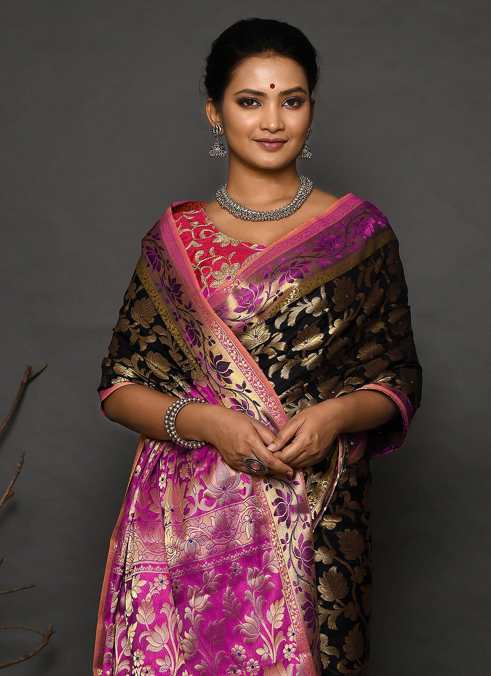 Classic Kanjivaram Silk Black Hand Work Saree