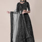 A Line Lehenga Tafeta Silk Black Embroidered Lehenga Choli