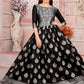 Gown Art Silk Black Weaving Gown