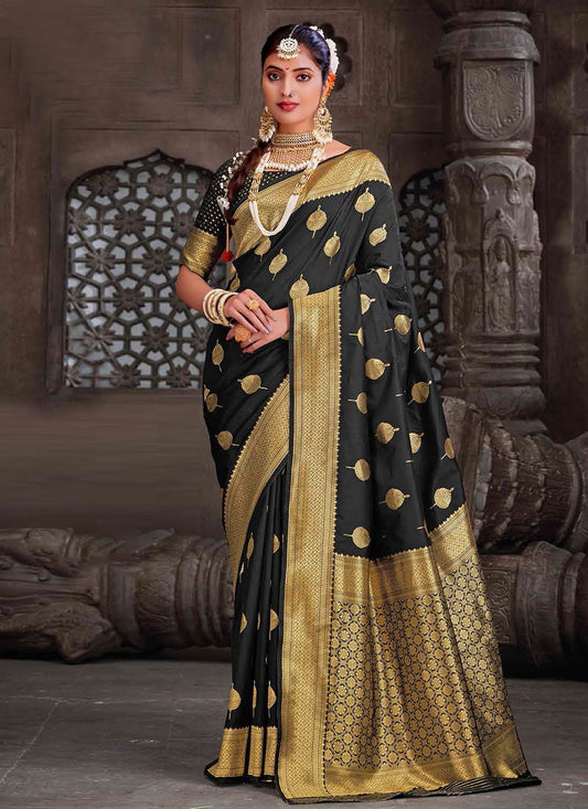 Classic Silk Black Woven Saree