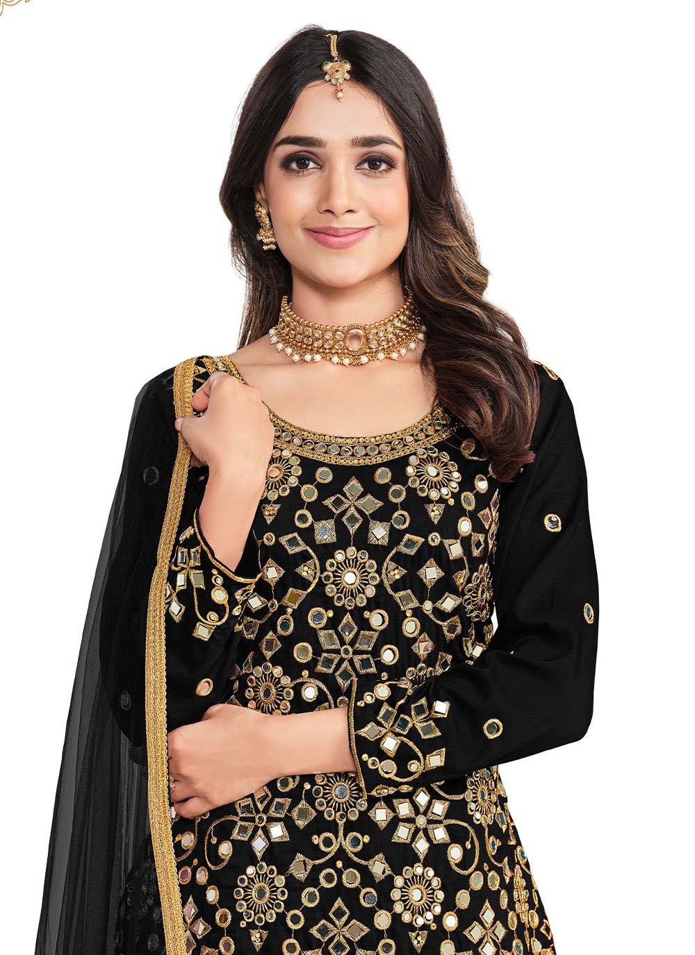 Salwar Suit Silk Black Embroidered Salwar Kameez