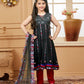 Pant Style Suit Net Black Embroidered Kids