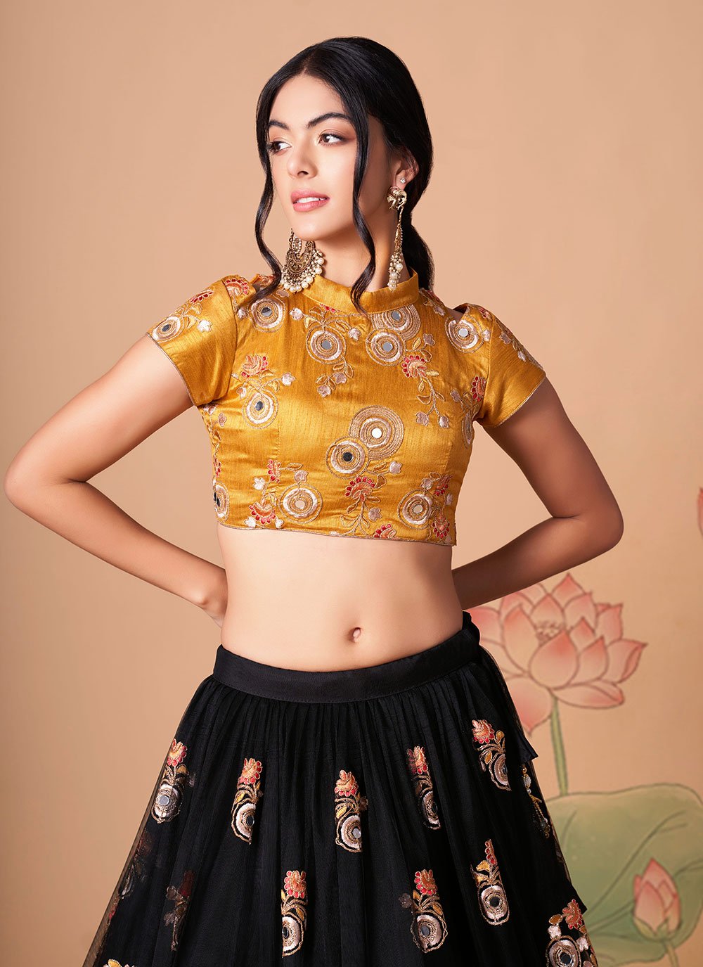 A Line Lehenga Net Black Dori Work Lehenga Choli