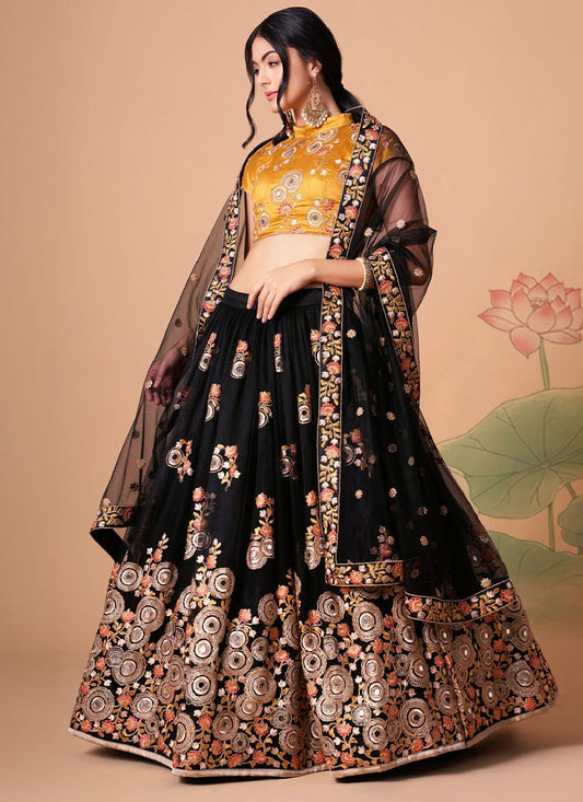 A Line Lehenga Net Black Dori Work Lehenga Choli