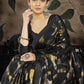 Classic Brasso Organza Black Print Saree