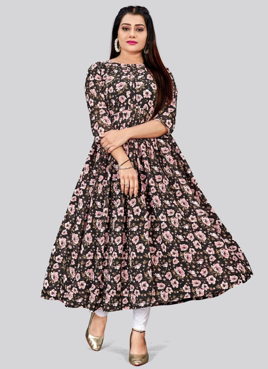 Casual Kurti Georgette Black Print Kurtis