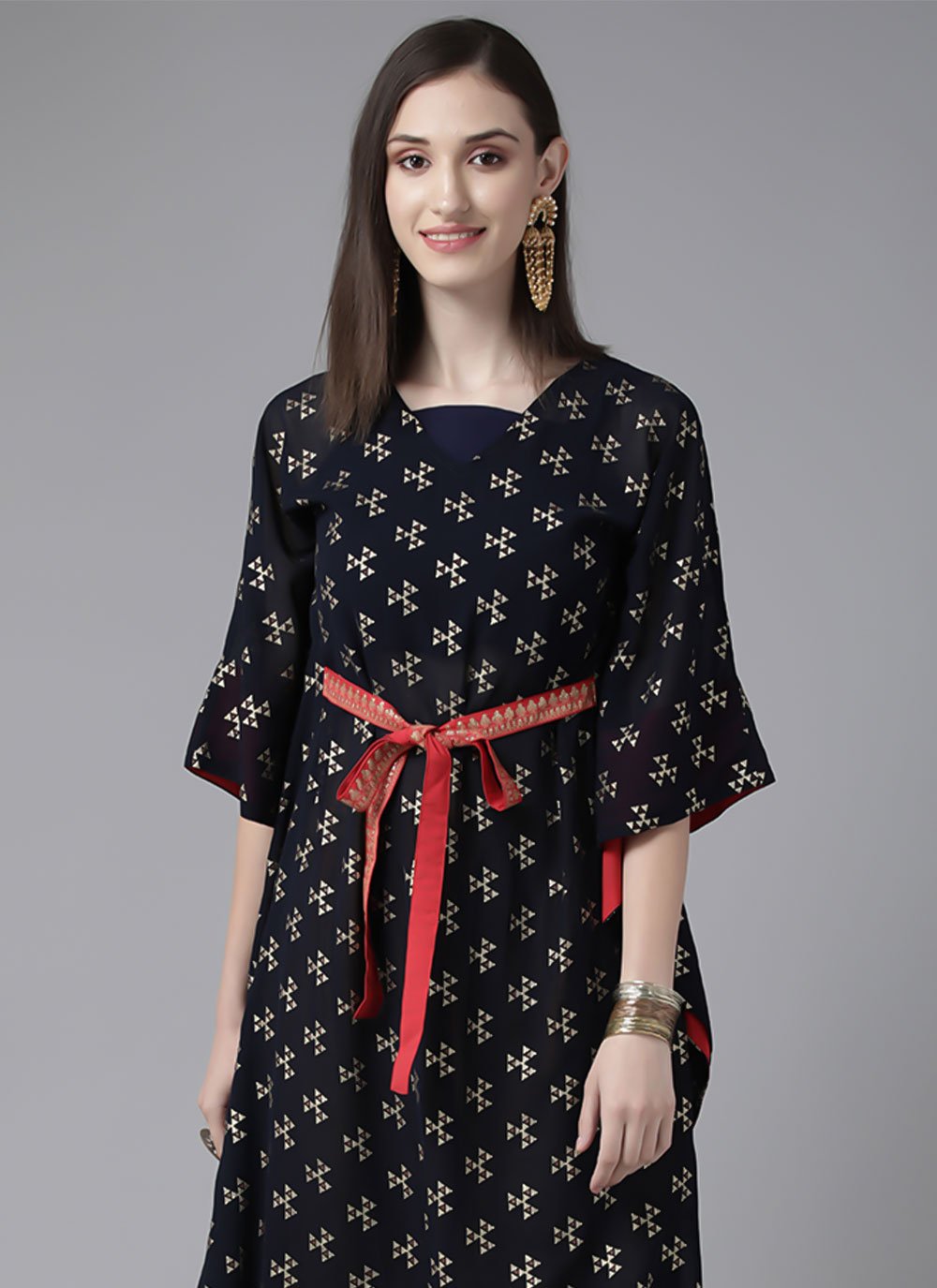 Designer Kurti Georgette Black Print Kurtis