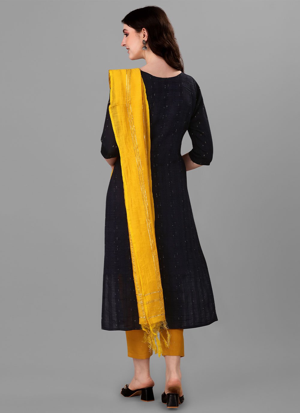 Pant Style Suit Handloom Cotton Black Embroidered Salwar Kameez