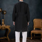 Kurta Pyjama Silk Black Patch Border Mens