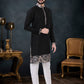 Kurta Pyjama Silk Black Patch Border Mens
