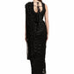Contemporary Polyester Black Ruffle Saree