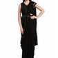 Contemporary Polyester Black Ruffle Saree