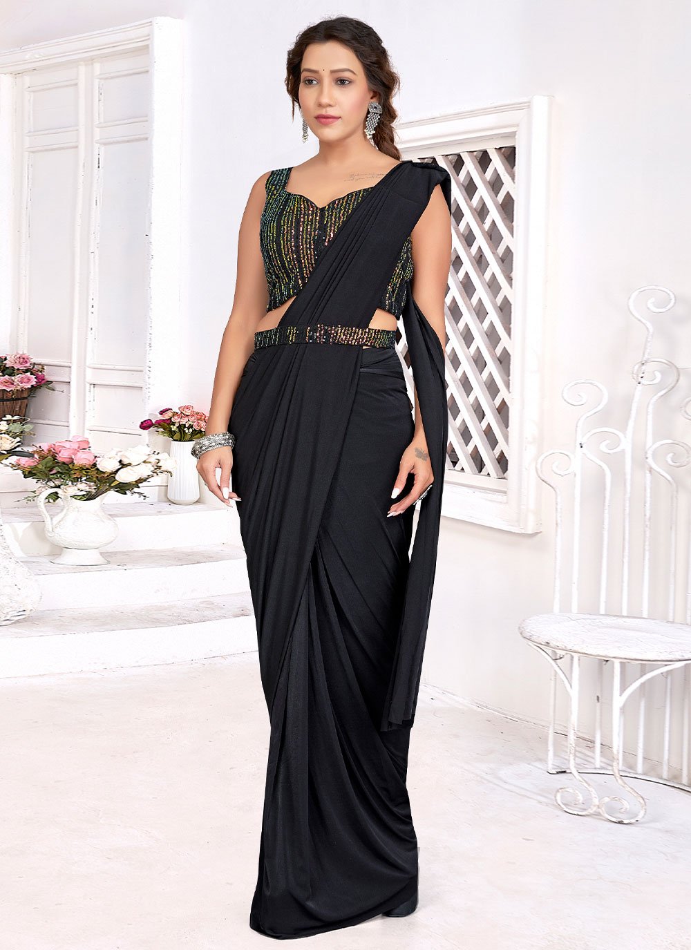 Designer Imported Black Broches Saree