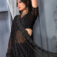 Classic Georgette Black Embroidered Saree