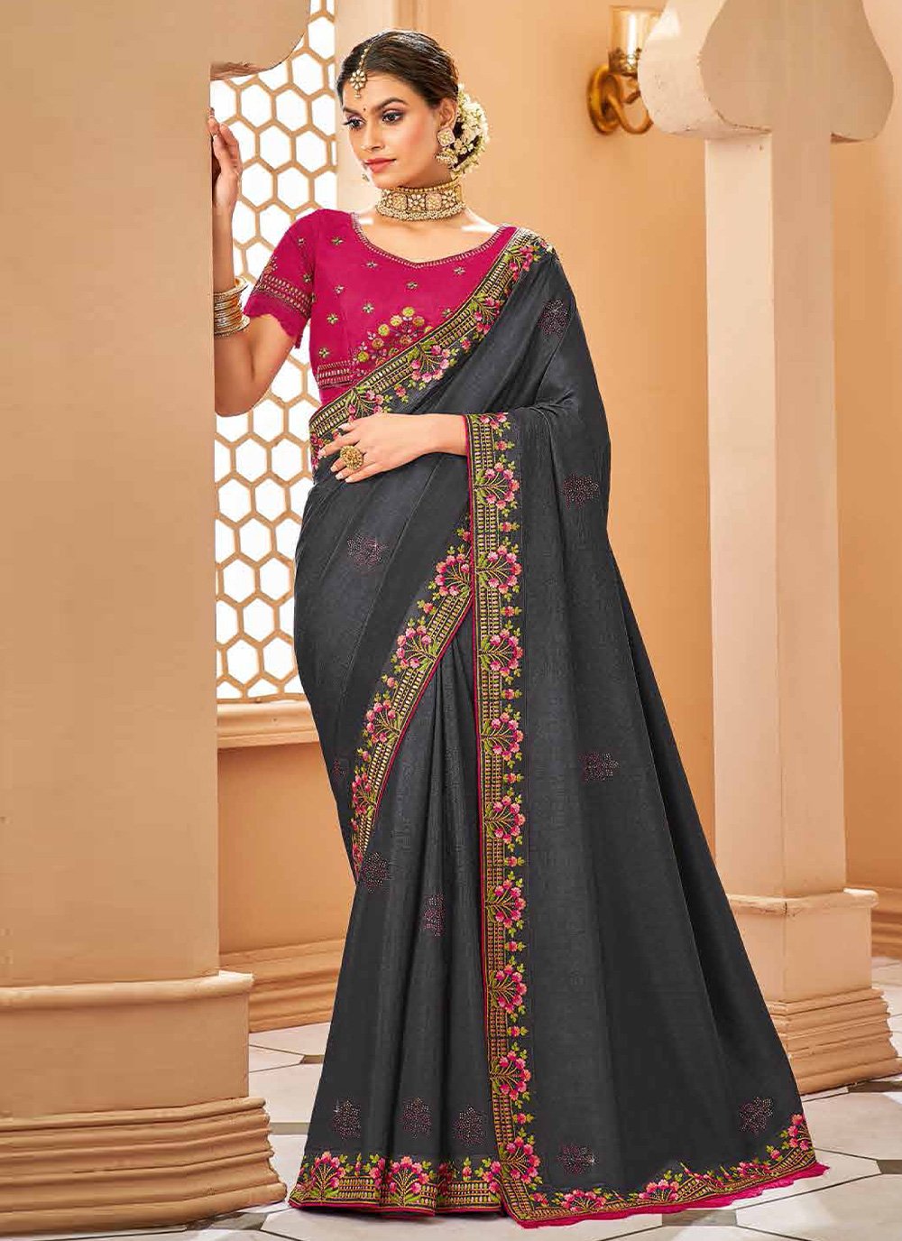 Classic Silk Black Patch Border Saree