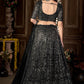 A Line Lehenga Net Black Embroidered Lehenga Choli