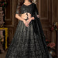 A Line Lehenga Net Black Embroidered Lehenga Choli