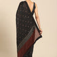 Classic Faux Crepe Black Polka Dotted Saree