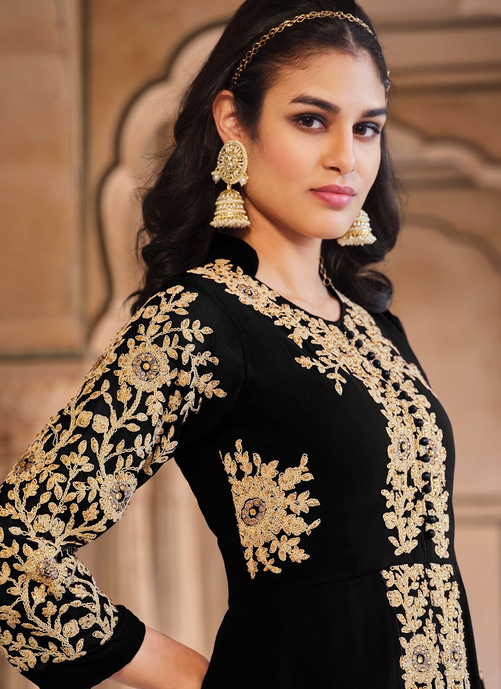 Pakistani Salwar Suit Georgette Black Embroidered Salwar Kameez