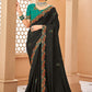 Classic Raw Silk Black Embroidered Saree
