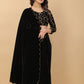 Classic Velvet Black Embroidered Saree