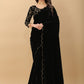 Classic Velvet Black Embroidered Saree