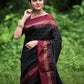 Classic Raw Silk Black Woven Saree